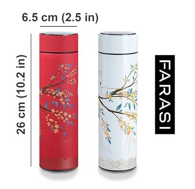 Smart Vacuum Flask Stainless Steel Water Bottle 15oz Thermos with LCD Touch  Screen tempreture Display with Double Wall Vacuum Insulated Sweatproof