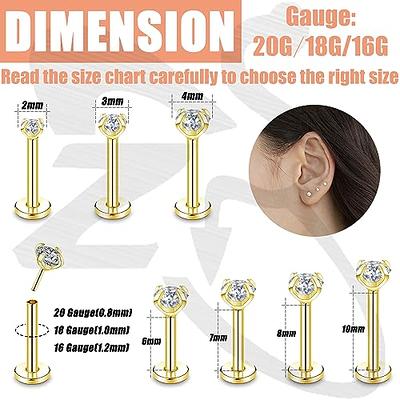 Cotati 20g Flat Back Earrings Stud Threadless Tragus Cartilage Lip Medusa Piercing Jewelry Hypoallergenic