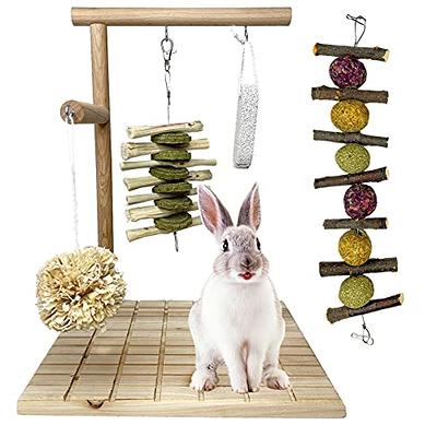 kathson Pet Wood ledges Platform with Chewing Toys Accessories for Mouse,  Chinchilla, Rat, Gerbil,Guinea-Pigs and Dwarf Hamster