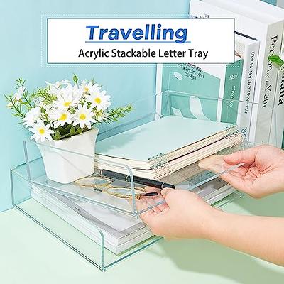 Paper Tray Organizer, Clear Acrylic Desk Organizers and Accessories, Office  Supplies Organization, Stackable File Holder-Art Storage for School