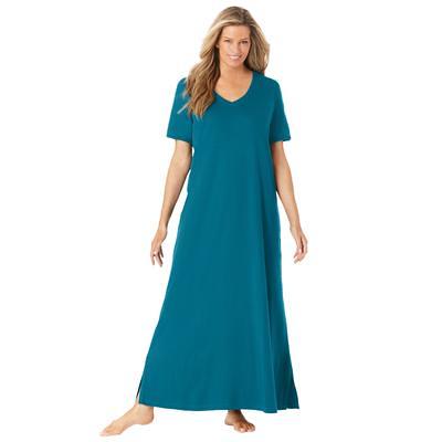 Dreams & Co. Women's Plus Size Long French Terry Zip-Front Robe - M,  Aquamarine Blue at  Women's Clothing store
