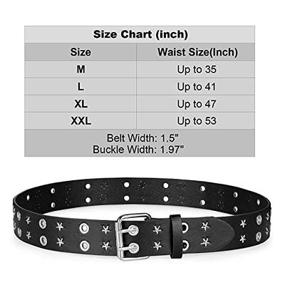 Grommet Leather Belts for Women, Black Belt Women Men with Studded Holes