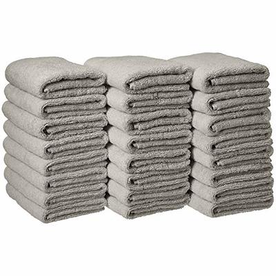 Basics Fast Drying Bath Towel, Extra Absorbent, Terry Cotton  Washcloth, 12 x 12 Inch, White - Pack of 24