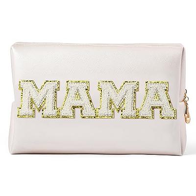 Y1tvei Bride Patch MRS Varsity Letter Cosmetic Toiletry Bag Pearl