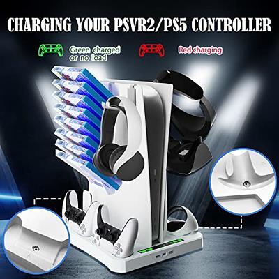 Controller Charging Dock for PS5 VR2, PSVR 2 Charging Station with VR  Headset Holder Display Stand, PS VR2 Controller Charger for PSVR2  Accessories