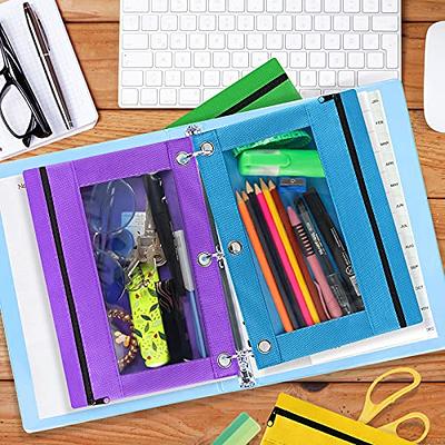 3 Ring Pencil Pouch Bulk, Pencil Pouches for 3 Ring Binders, 3 Holes Cloth  Zippered Pouches for Storing School and Office Supplies, Clear Pencil Pouch  Case 