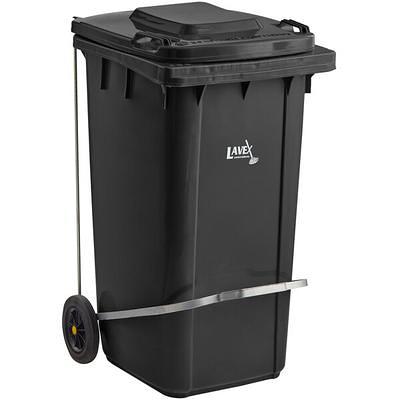 Lavex 16 Gallon Black Slim Rectangular Trash Can with Flat Lid