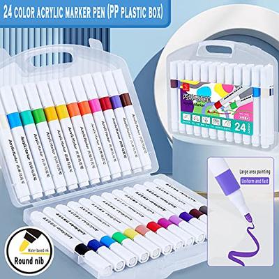  oranysty 24 colors Acrylic paint markers for school rock  painting,medium tip fabric markers permanent for  clothes,Wood,Canvas,Stone,Rocks,Glass,Ceramic Surfaces(24 color fabric  markers) : Office Products