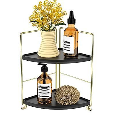 Dyiom 3-Tier Bathroom Countertop Organizer - Wood Bathroom Countertop Bathroom Trays for Counter, 6.7 in., Metal,Brown