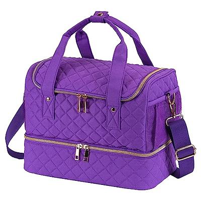 LUXJA Nail Polish Carrying Case - Holds 30 Bottles (15ml - 0.5 fl.oz),  Double-layer Organizer for Nail Polish and Manicure Set, Purple (Bag Only)