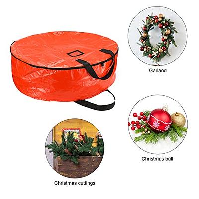 bruwaa 2 Pack Christmas Wreath Storage Container Bag 24, Card Slot Durable Handles and Double Zipper Storage Containers and to Protect Artificial