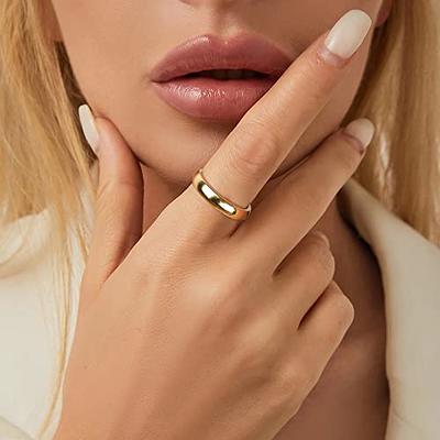 LOYALLOOK 8Pcs 14K Gold Filled Rings Stainless Steel Stacking Rings for  Women Girls Statement Bands Plain