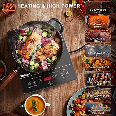 Karinear Portable Electric Cooktop, Electric Stove Single Burner Ceramic Cooktop with Touch Control, Child Safety Lock, Timer, Residual Heat