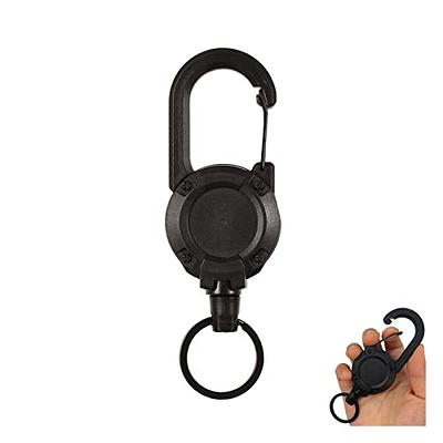ELV Self Retractable ID Badge Holder Key Reel Heavy Duty 32 Inches Cord Carabiner Key Chain Keychain Hold Up to 15 Keys and Tools (2 Pack)