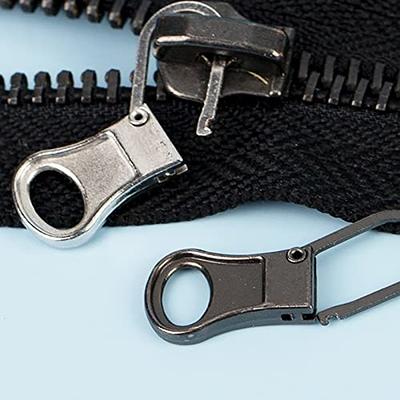 Zipper Pull Replacement for Small Holes Zipper, Detachable Zipper Tab Repair  for Clothing Jackets Boots Purse 4pcs GunBlack 