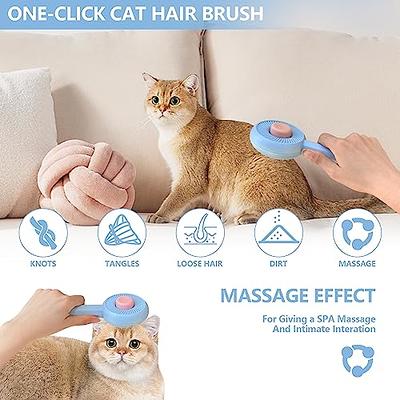 Magic Pet Comb, Pet Hair Cleaner Brush, Cat Grooming Brush with Release  Button, Cat Brush for Shedding Long or Short Hair Cats Dogs Pet Massage  Brushes, Self Cleaning Slicker Comb (Green) 