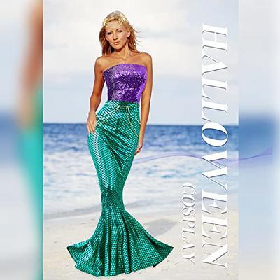 Turquoise Shell Mermaid Top with Skirt Dance Halloween Costume – L