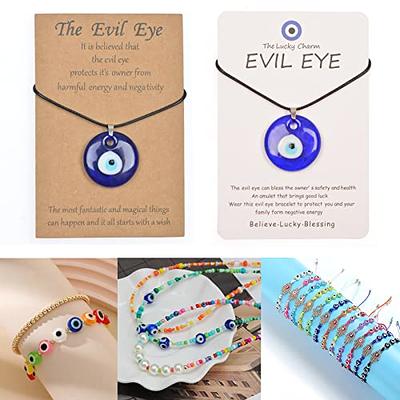 Seed Beads Evil Eye Bracelet, Evil Eye Charm Bracelet, White Evil Eye Set (10 Bracelet)