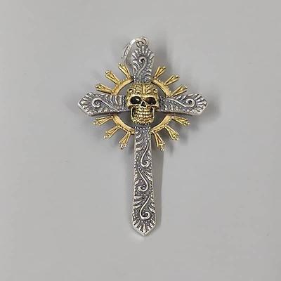 Chrome Hearts Sterling Silver Cross Dog Tag Charm Small QZJ3QA2OVH000