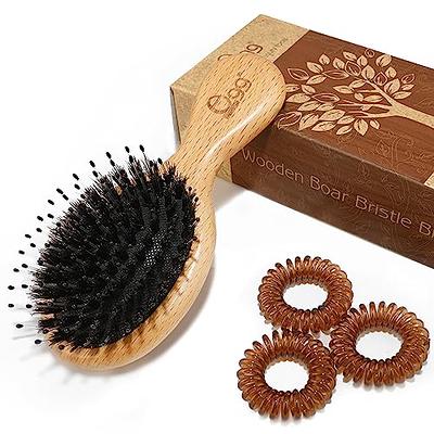 2Pcs Hair Brush Mini Boar Bristle Hairbrush for Thick Curly Thin Long Short  Wet or Dry Hair Detangle Massage Add Shine, Pocket Travel Small Paddle