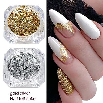 Holographic Nail Foil Glitters Kit 6 Boxes 3D Nails Glitter Metallic  Shining Flakes Gold Silver Aluminum Foil Glitter Powders Dust Sequins for  Acrylic