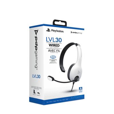 PDP Gaming LVL30 Wired Chat Headset With Noise Cancelling Microphone: White  - PlayStation 5, PlayStation 4, PC