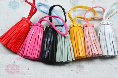 5-10pcs Faux Leather Keychain Tassels Bulk Colored Tassel Pendants