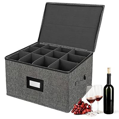 Mug and Wine Glass Storage Box with Dividers, Stemware Wine Glass+Mug  Storage