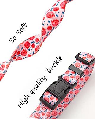 Cotton Handmade Dog Collar for Small Medium Large Dogs,Pink Flowers with  Pendant Cute Dog Collars,Ideal for Girl Dogs Boy Dogs (Medium)