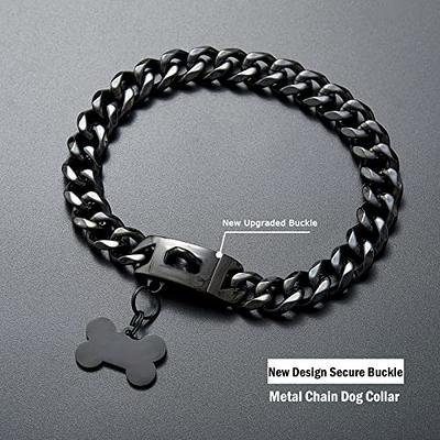 Stainless Steel Dog Chain Collars 19mm Width Silver Metal Pets