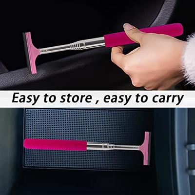 Telescopic Rearview Mirror Squeegee Retractable Double-side Rod Window  Cleaner Squeegee Wiper Brush Glass Cleaning Tool