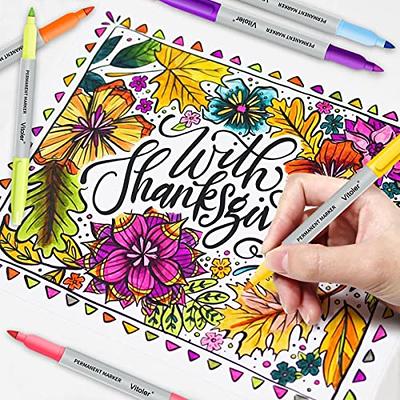 Shuttle Art 30 Colors Permanent Markers, Fine Point, Assorted Colors, Works on Plastic,Wood,Stone,Metal and Glass for Kids Adult Coloring Doodling