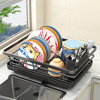 Over The Sink Dish Drying Rack Stainless Steel 2 Tier Durable Dish Drainer  Black