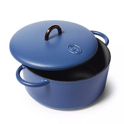 Lodge Enamelware 6 qt. Round Cast Iron Dutch Oven in Blue with Lid EC6D33 -  The Home Depot