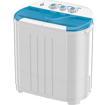 Portable 14.3(7.7 6.6)lbs Semi-automatic Washing Machine Compact Twin Tub  with Built-in Drain Pump Washer Spin & Dryer