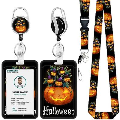 Halloween Pumpkin ID Badge Holder with Lanyard, Lanyards for ID