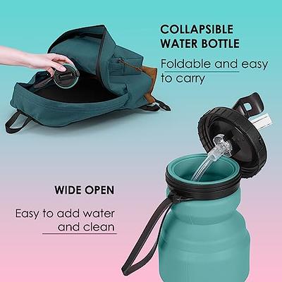 Pack of 2 Collapsible Water Bottles with Straw, 16oz Silicone Foldable  Travel Water Bottle, Leakproo…See more Pack of 2 Collapsible Water Bottles  with