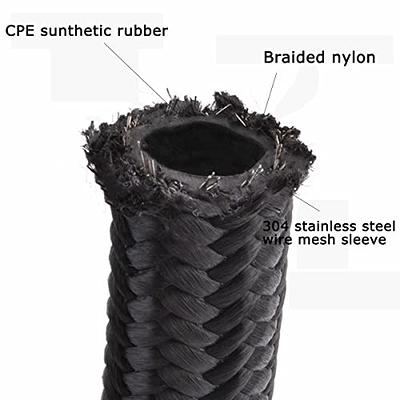 3/8 6AN 12FT Fuel Line Hose Kit, Nylon Stainless Steel Braided