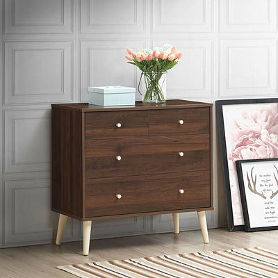 Gymax 3-Drawer Dresser 44'' Tall Wood Storage Organizer Chest w/ 2 - 3-Drawer - White