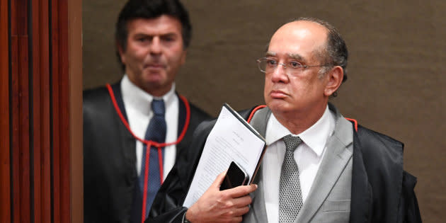 Ministros Luiz Fux e Gilmar Mendes no TSE (Tribunal Superior Eleitoral).