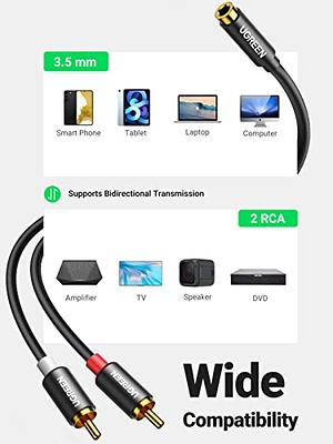  UGREEN 3.5mm to Aux Audio Adapter Cable, 6.6FT Headphone Jack  Adapter Metal Shell Y Splitter Auxiliary Cord 1/8 to Connector for Phone  Speaker MP3 Tablet HDTV : Electronics