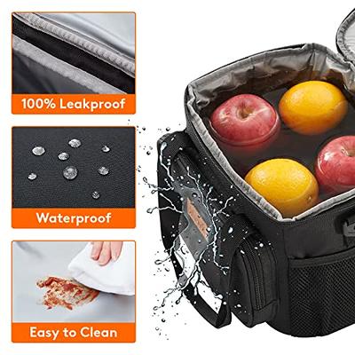 Lunch Box Insulated Lunch Bag - Durable Small Lunch Bag Reusable Adults  Tote Bag Lunch Box for Adult Men Women (Black)