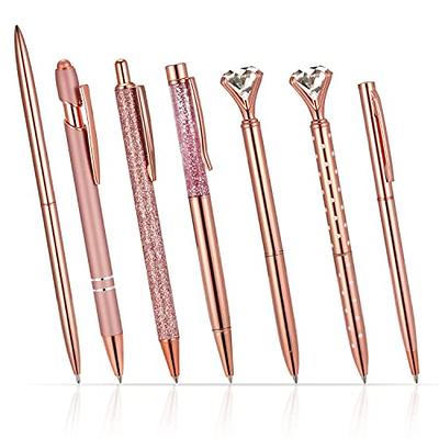 LONGKEY 3PCS Diamond Pens Large Crystal Diamond Ballpoint Pen Bling Metal  Ballpoint Pen Office and School, Silver / White Rose Polka Dot / Rose Gold,  Including 3Pen Refills. 