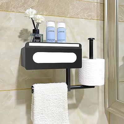 Dual-Roll Torched Wood & Black Metal Toilet Paper Holder with Shelf