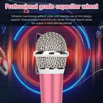 Mini Microphone, Karaoke Tiny Microphone for Voice Recording Interview,  Portable Small Singing Mic 3.5mm Plug with Stand Suitable for Android