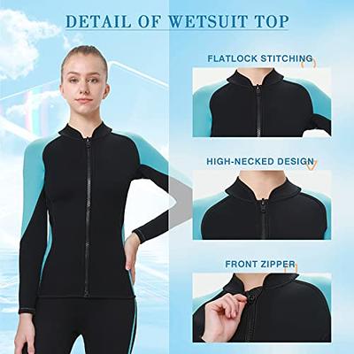 REALON Wetsuit Top Women 2mm Neoprene Jacket, Long Sleeves Front Zipper  Ladies Wet Suit 1.5mm for Surfing Diving Swimming Snorkeling Kayaking (2mm  Blue Women, 4X-Large) - Yahoo Shopping