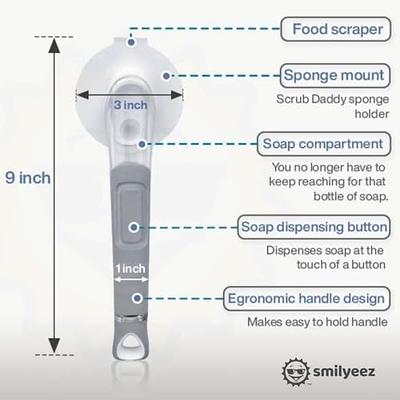 Soap Dispensing Dishwand Handle with Brush by Smilyeez - (White) (Dishwand and 2 Brushes)