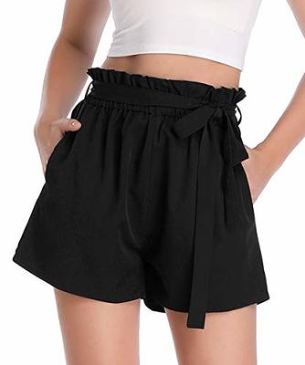 Dilgul Shorts for Women Elastic High Waisted Striped Summer Shorts with  Pockets Black-X-Small - Yahoo Shopping