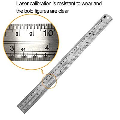 2 Pack Stainless Steel Ruler Machinist Engineer Ruler, Rigid Metal Ruler  with Inch Graduations for Engineering, School, Office, Architect, and  Drawing, 6 Inch - 15cm 