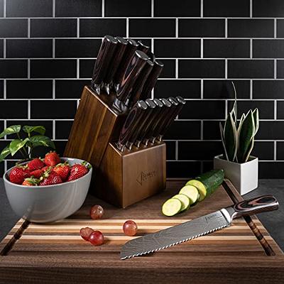 8-piece Premium Japanese Kitchen Knife Set with Laser Damascus Pattern -  Imperial Collection - Chef's Knife, Paring Knife, Bread Knife & More